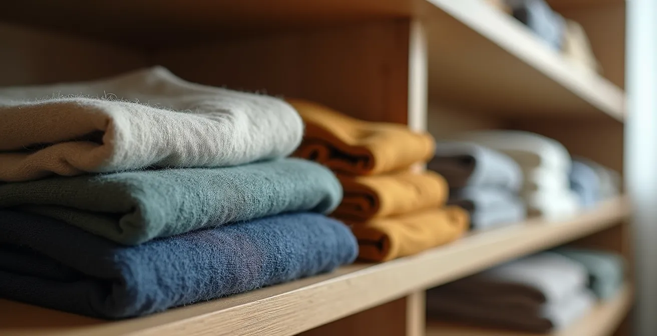 Minimalistischer Kleiderschrank mit 30 sorgfältig ausgewählten Kleidungsstücken in neutralen Farben