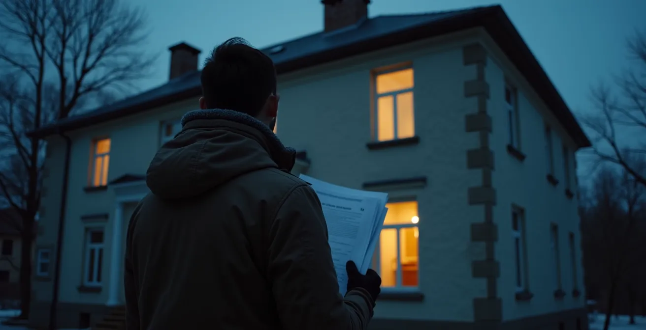 Wärmebild eines Altbaus zeigt Wärmeverluste an Rollladenkästen und Heizkörpernischen