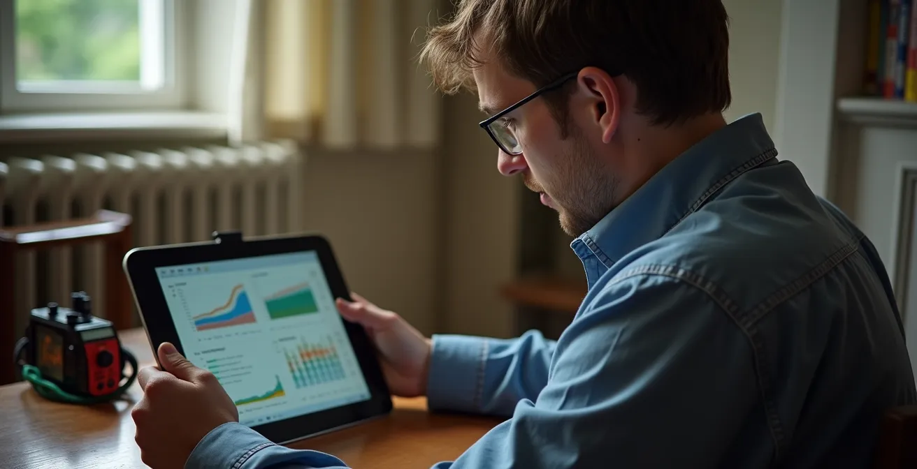 Energieberater führt Heizlastberechnung für 80er Jahre Haus durch