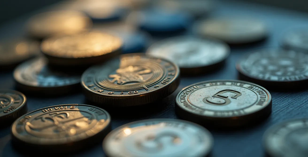 Nahaufnahme eines Taschenrechners und Münzen zur Visualisierung der ROI-Berechnung für ein Chatbot-Investment