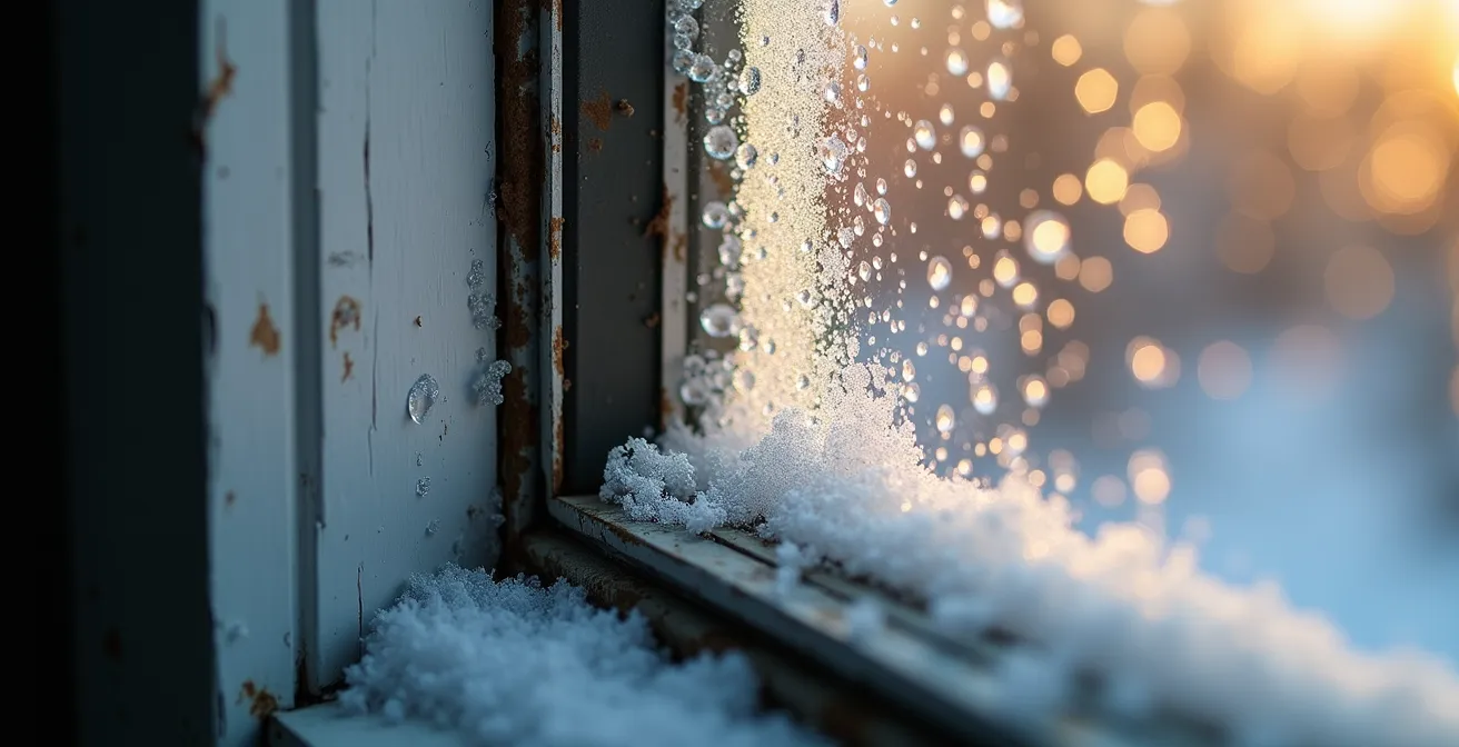 Infrarot-Wärmebild zeigt Wärmebrücken an Fenstern eines 80er Jahre Hauses